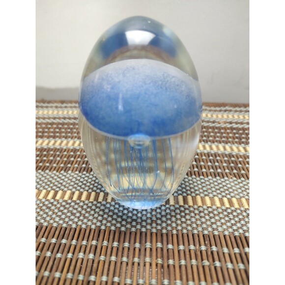 Blue Jelly Fish Art Glass Sculpture Paper Weight 4 Inches - Picture 10 of 13